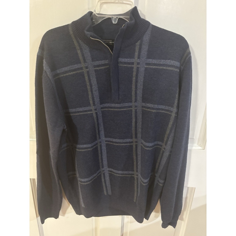 Carnoustie Heritage Collection M Blue Quarter Zip 100% Merino Wool Pullover